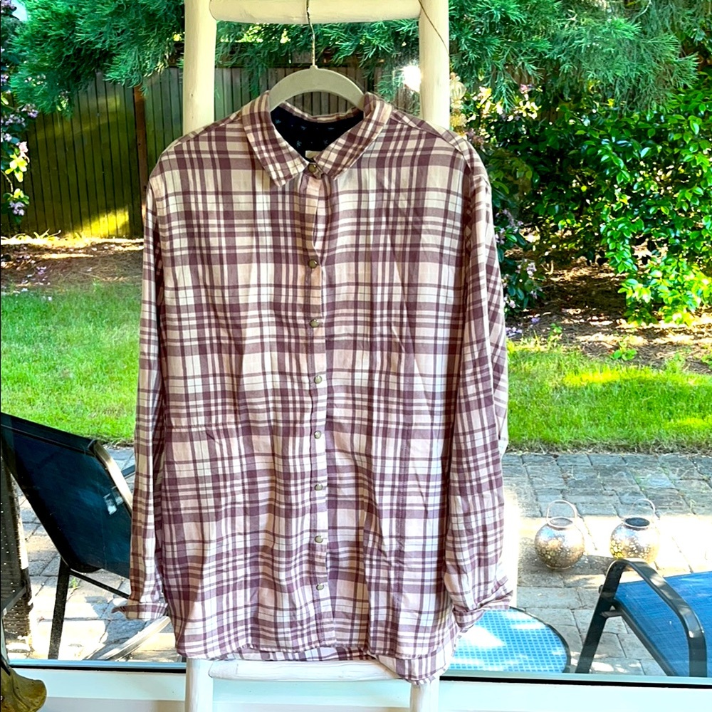 JACHS Girlfriend Purple and White Plaid Button Down Shirt